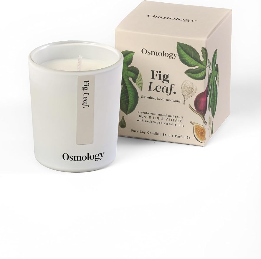 Fig Leaf Aromatherapy Candle – Fig, Coconut & Cedarwood Scented Candle, Plant-Based Wax, Mini 2.8 oz, 15 Hour Burn Time, Fresh & Relaxing Candle