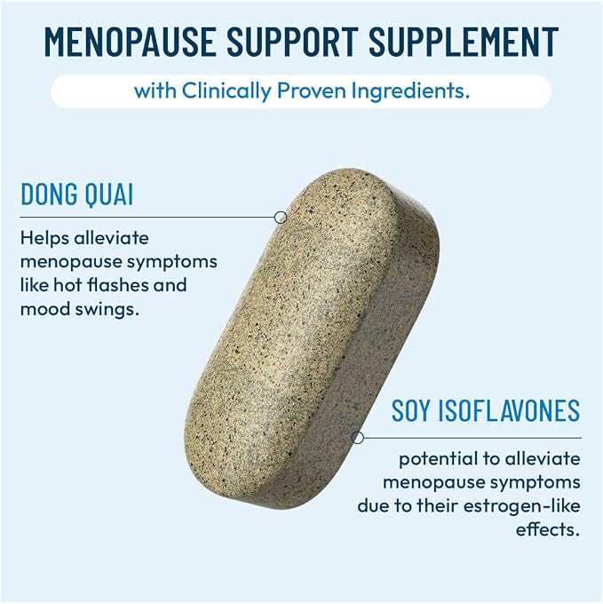 Menopausal Multi-Symptom Relief - Support for Hot Flashes, Night Sweats, Mood Swings & Restful Sleep - Black Cohosh, Ashwagandha, Chasteberry, Soy Isoflavones, Grape Seed & Sage - 60 Capsules