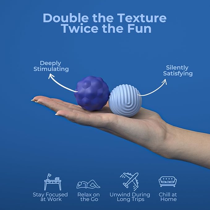 Large Magnetic Fidget Ball Toys for Adults, 2Pcs Soft Silicone Fidget Magnets, Silent Fidget Toys for Adults Ages, Textured Magnetic Balls & Stress Relief Desk Office Toys (Blue, Extra Large)