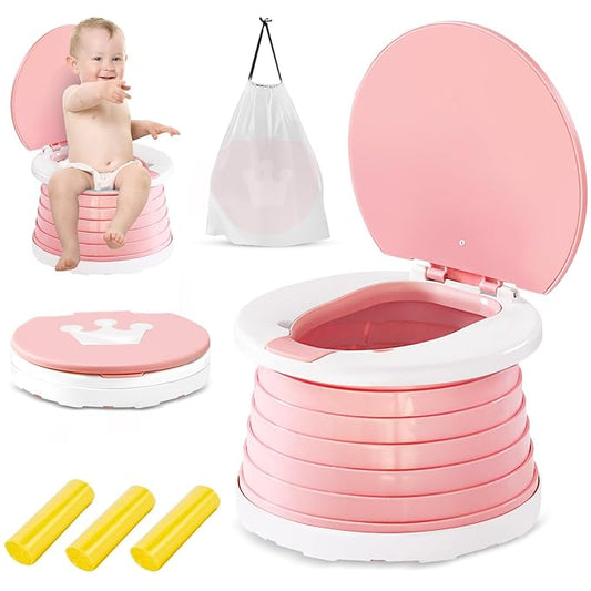 Travel Potty for Toddler Portable Potty for toddler Training Toilet Seat Apply to Seat Emergency Toilet for Car, Camping, Outdoor, Indoor（Pink) ﻿ ﻿