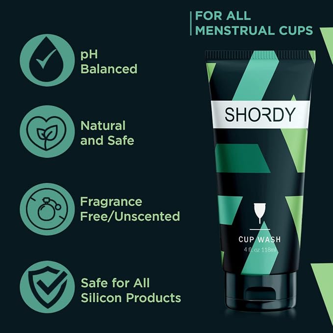SHORDY Menstrual Cup Wash and Disc Cleaner – Premium pH Balanced Unscented Feminine Care Soap – Concentrated Cleansing Gel for Medical-Grade Silicone Cups & Period Discs – 4oz (Jabón Neutro)