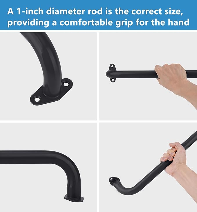 BiJun17 inch Metal Playground Handles,Monkey Bars Indoor Heavy Duty Ceiling Grab Bars for Indoor Outdoor Playgrounds Climbing Frames,Treehouses and Wall ladders (Black Set of 6)