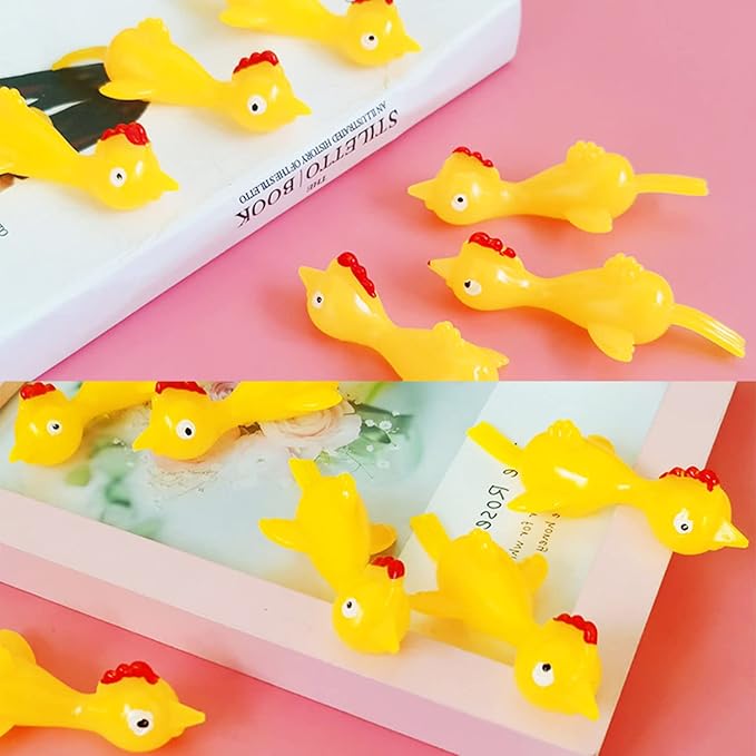 50 Pack Finger Slingshot Chicken Rubber,Flick Stretchable Chicken Toys,Flying Stretchy Chicken Fingers for Birthday Party Favor,Halloween,School Thanksgiving Activity(Yellow),Target NOT Included