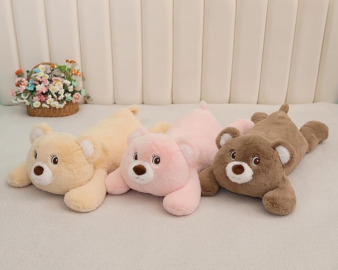 XMV 26 inch 5 lbs Bear Weighted Stuffed Animals, Large Weighted Plush Animal, Cute Plush Toy Pillow, Soft Bear Plushie Gifts for Adults, Kids, Boys and Girls(Light Brown)