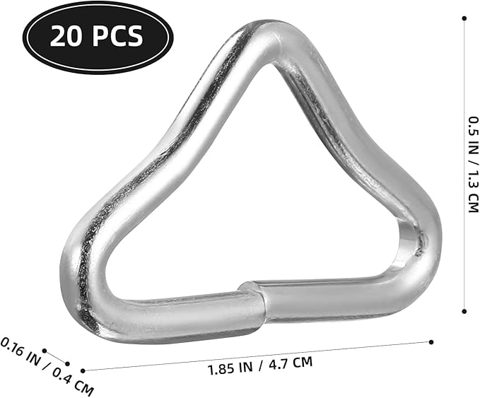 Trampoline Replacement Mteal Triangle Buckle, 20pcs Stainless Steel V-Rings Hooks Universal Triangle Buckle or Safer Jumping Bed Repair, Trampoline Accessories for Webbing Backpack Handbag DIY Kit