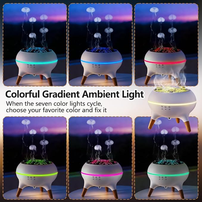 Essential Oil Diffuser Jellyfish 250ML, Humidifier Aroma Diffuser with Remote, Mist Dancing with Music Aromatherapy, Jellyfish Humidifier with 7 Color Lights for Home Bedroom Office Hotel(White)