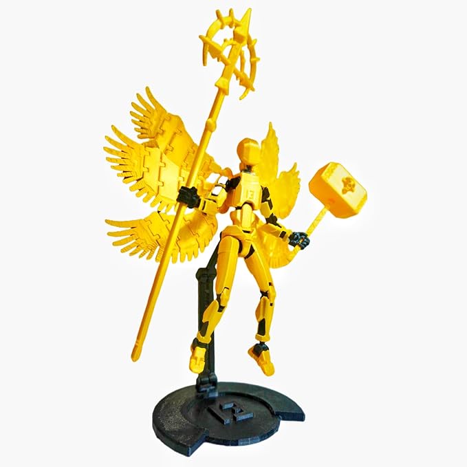 Dummy13 Action Figure Set | Pre-Assembled 3D Printed Titan and Robo Figures | Highly Articulated Robot Toys with Interchangeable Accessories | Perfect for Collectors and Hobbyists (Golden)