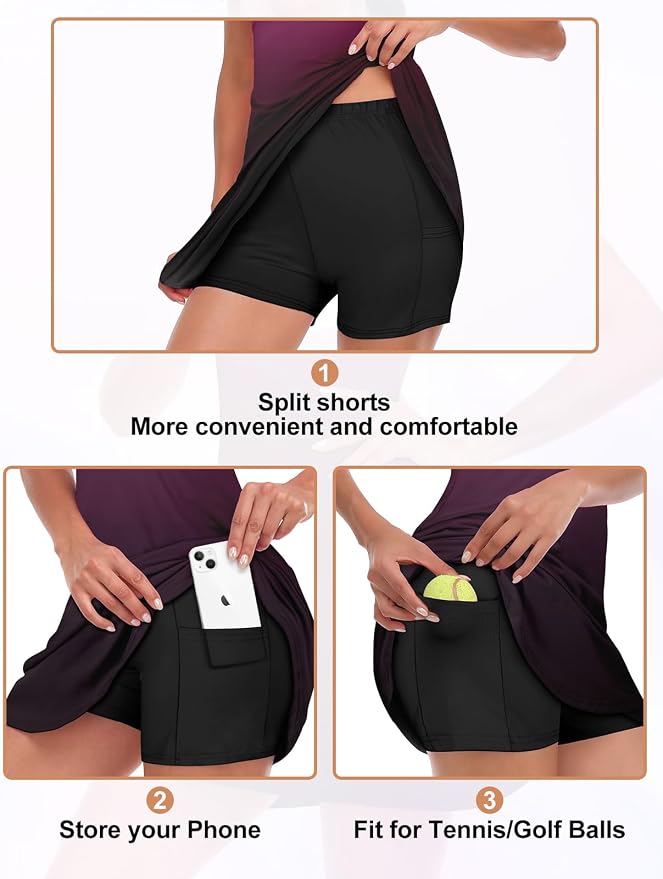 Viracy Tennis Dress for Women Sleeveless Golf Dresses with Shorts and Pockets Ruffle Zip Up Stand Collar Golf Outfits