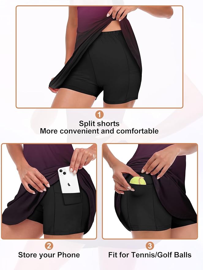 Viracy Tennis Dress for Women Sleeveless Golf Dresses with Shorts and Pockets Ruffle Zip Up Stand Collar Golf Outfits