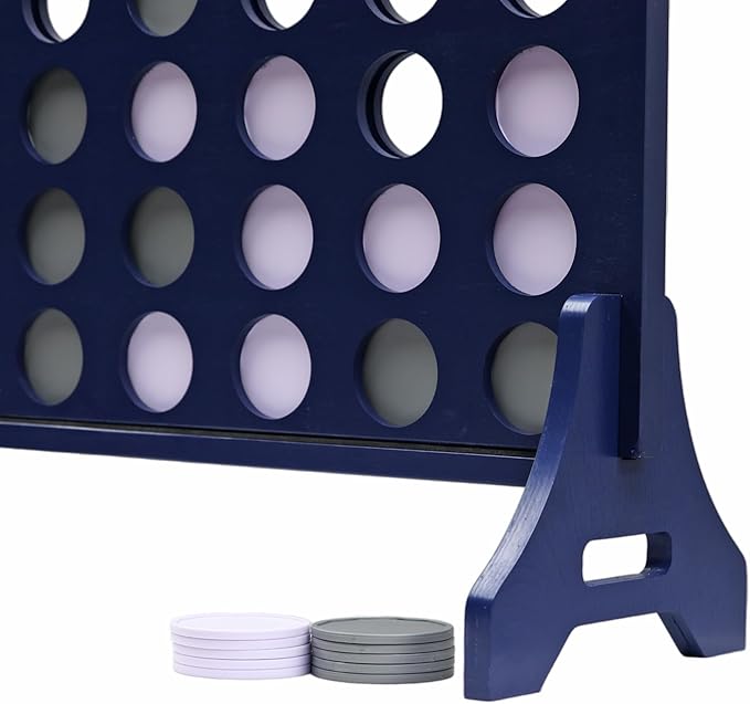 Tailgating Pros Premium Navy Giant Four in a Row with Carrying Case - Jumbo Oversized Outdoor Yard Game - Connect Multiple Pucks in a Row to Win - Many Puck Colors Available!