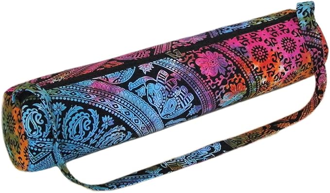 INDIAN CRAFT CASTLE ICC Yoga Mat Bag Carrier Full-Zip Exercise Yoga Mat Carry Bag for Women Men with Multi-Functional Storage Pockets and Adjustable Shoulder Strap 26X6 Inches