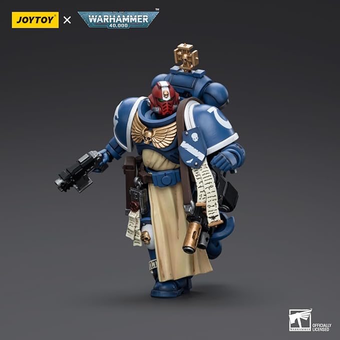 YIZRIO JoyToy Warhammer 40K Ultramarines Sternguard Veteran Sergeant 1:18 Scale Action Figure Mecha Joy Toy Collection Model 4.76 inch