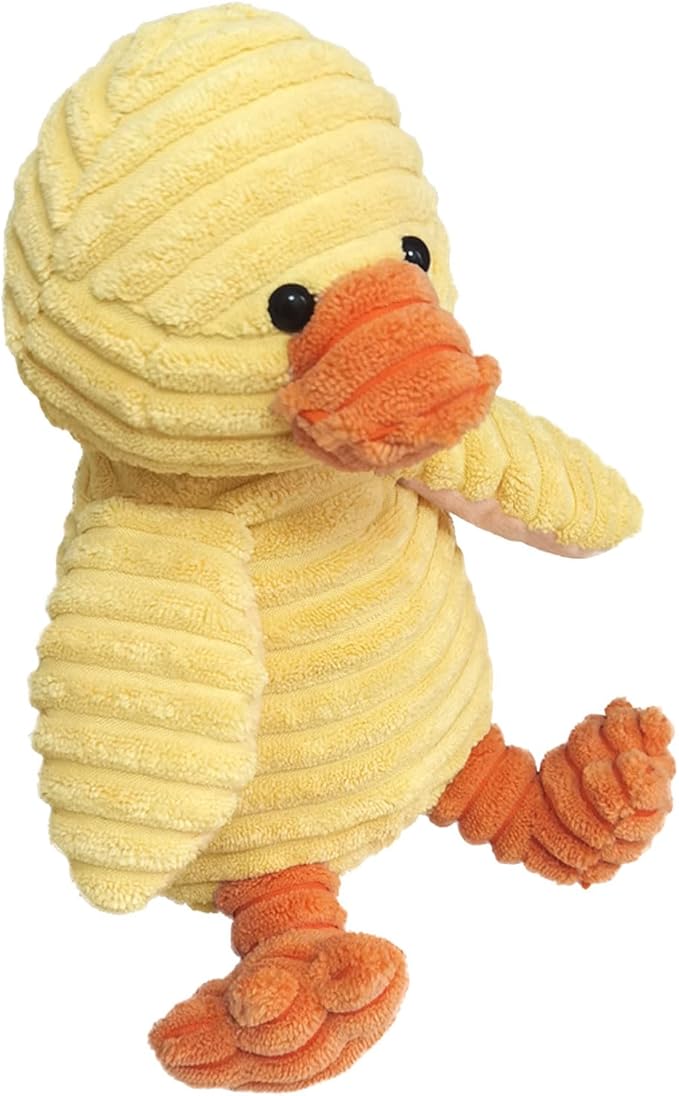 Corduroy Duck Plush Stuffed Animal, Cute Furry Yellow Duck Toy, Soft Cuddly Plushie Hugger Toy for Boys Girls, Gifts for Kids or Girlfriend, 9 Inches
