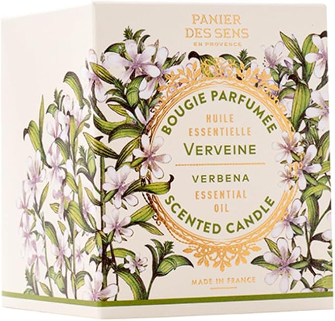 Panier des Sens Lemon Verbena Long-Lasting Scented Candle, 6.3 oz | Hand-Poured In Provence | Up To 55 Hours Burn Time | 100% Natural Cotton Wick | Long-Lasting French Home Fragrance