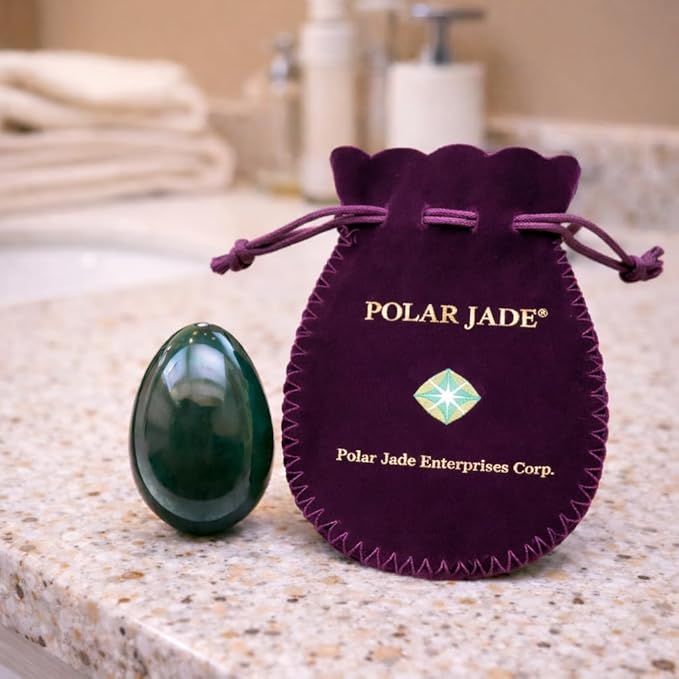 Polar Jade Nephrite Jade Stone Egg – Medium Size (43 × 30 mm), Natural Jade Healing Stone, Predrilled Polished Gemstone Egg
