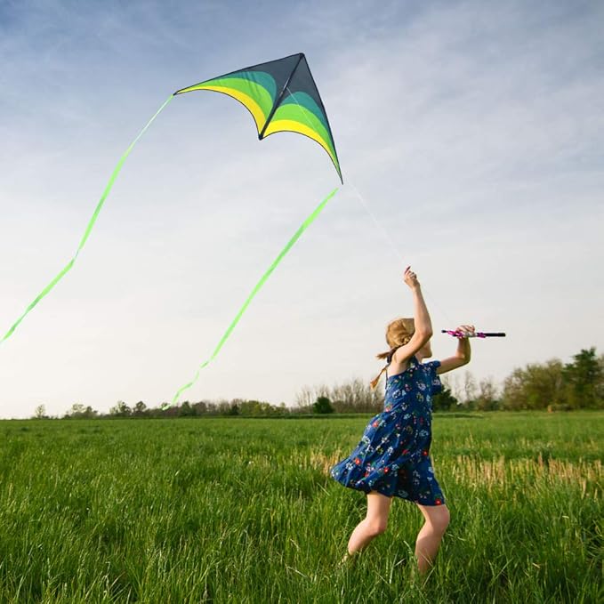 Mint's Colorful Life Delta Kite for Kids & Adults, Extremely Easy to Fly Kite for Beach Trip, Best Kites for Beginners, 300ft String Handle Included