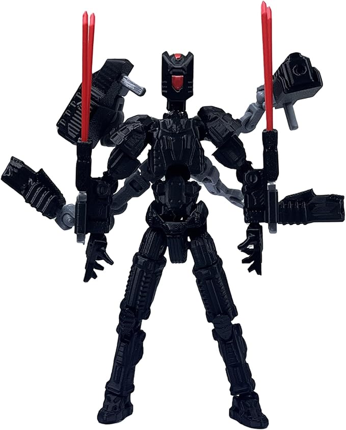 Assembly Completed T13 Action Figure,3D Printed Multi-Jointed Movable, Nova 13 Action Figures Desktop Decorations for Game Lovers Toy (Black)