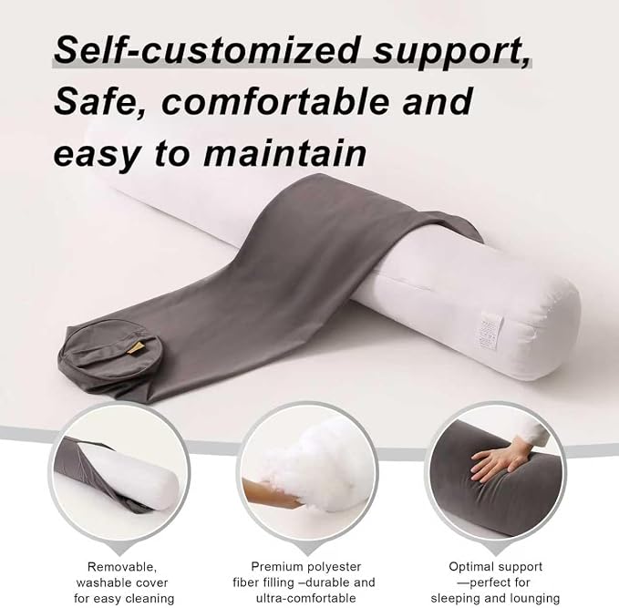 Body Pillow for Adults,Long Round Pillow,Big Cylindrical Pillow,Large Full Bolster Pillows for Side Sleepers (Steel Gray, 39.37"*7.87")