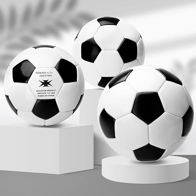 Soccer Ball Size 2 Size 3 Size 4 Size 5 with Pump Deflated - Single, 2 or 3 Pack Official Size & Weight Training Ball - Operation Christmas Child Shoebox - Gift for Toddler Kids Boys Girls Youth Adult