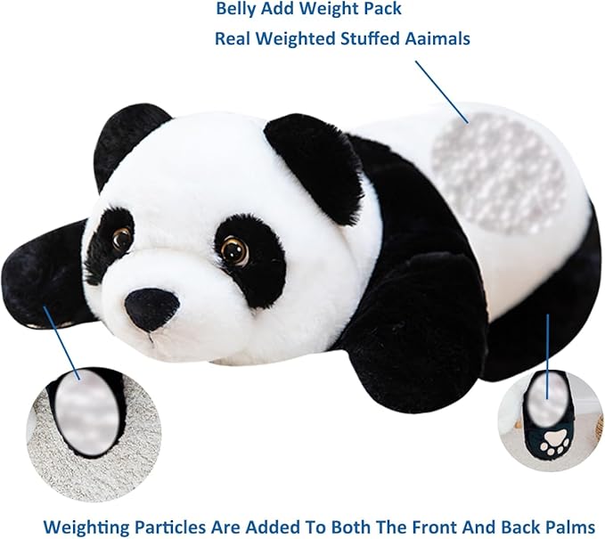 Panda Weighted Stuffed Animals, Panda Stuffed Animal Cute Weighted Plush Animals Hugging Pillow Toy for Boys Girls Valentine Christmas, 15.3 inch