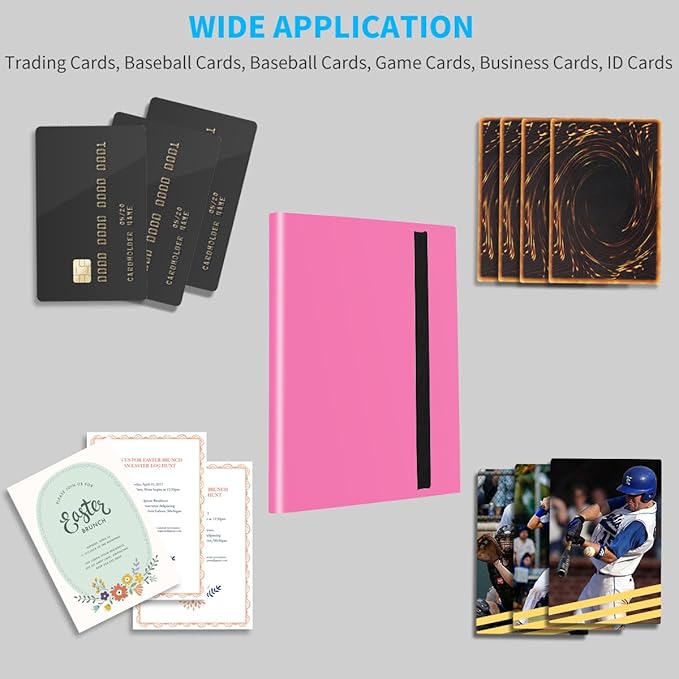 Card Binder, 360 Pockets Upgraded Trading Card Binders, Cards Collection Binder 9 Pocket, Side Loading Yugioh Binder Book Holder for MTG, TCG, Sport, Football, Baseball Collector Cards - Rose red