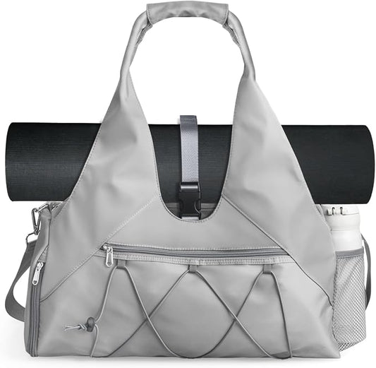 Forestfish Gym Bag For Women With Yoga Mat Holder & Shoe Compartment & Wet Dry Storage Pocket & Adjustable Strap