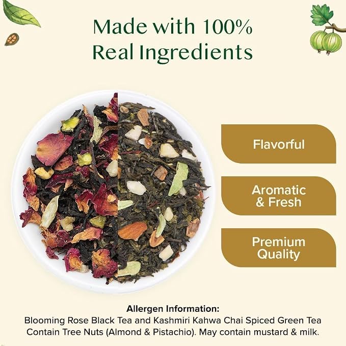 VAHDAM World Top 20 Favourites Tea Sampler Set | Loose Leaf Tea (100+ Cups) | Tea Variety Pack with Green, Herbal, Black & Chai Brew | Vacuum Sealed For Freshness | Brew Hot & Cold