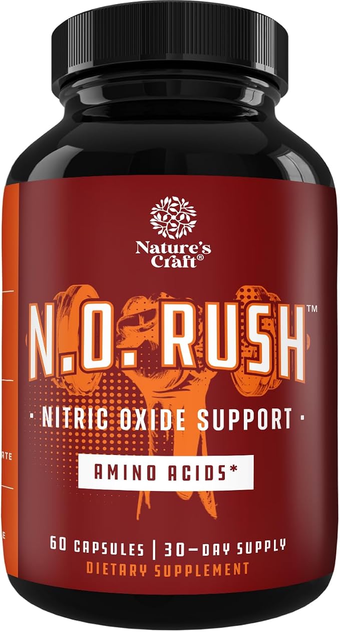 Natures Craft Energizing Nitric Oxide Supplement for Men - Nitric Oxide Pills for Men with L-Arginine L-Citrulline Amino Acids for Intense Muscle Growth Intense Energy and Smooth Recovery - 60 Count