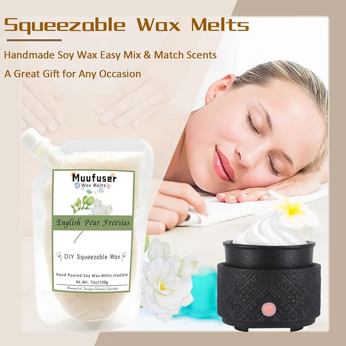 DIY Squeezable Soy Wax Candle,Handmade Eco-Friendly, Each 7 oz and 55 Hours Burn Time, 3 Luxurious Scents for Creative Home Decor & Gifts(English Pear & Freesia+Rose+Jasmine)