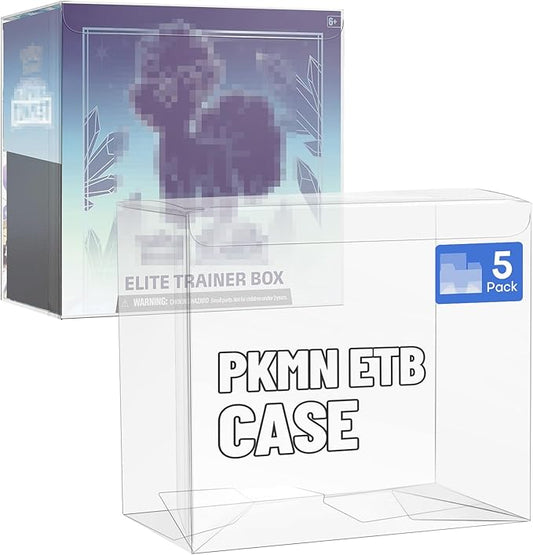 5 Pack Clear PKMN ETB Protector Case, PKMN Elite Trainer box Protector, PET Plastic Display Box Protector for Collectors Gifts Elite Trainer Boxes - 0.5mm Thick (Pack of 5)