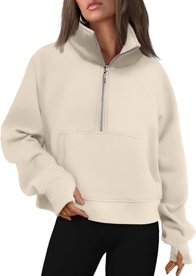 AUTOMET Womens Sweatshirts Half Zip Fleece Pullover Fall Outfits | Fall Fashion Clothes 2026,Cropped Sweatshirts,Cute Y2k Tops,Quarter Zipper Sweater,Winter Loungwear Outfits