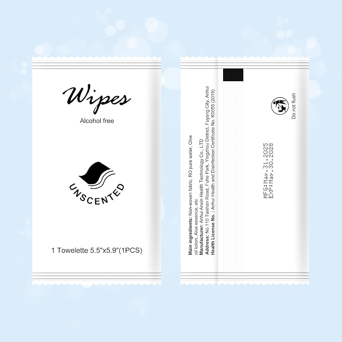 Individual Hand Wipes Wet Wipes Travel Size,Wet Wipes Individually Wrapped | 50PCS Bulk Cleansing Travel Size Wipes for Wedding Travel Restaurant Barbecue(Unscented)