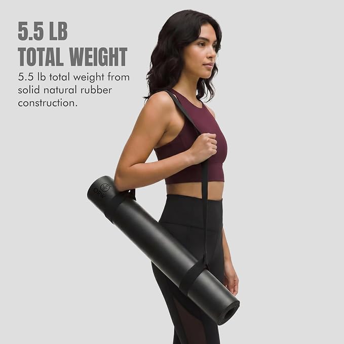 ORW Non Slip Hot Yoga Mat with Carrying Strap - Grip Surface & Natural Rubber Base, REACH Tested, Home & Studio Practice