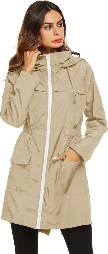 Lomon Women Waterproof Lightweight Rain Jacket Active Outdoor Hooded Raincoat