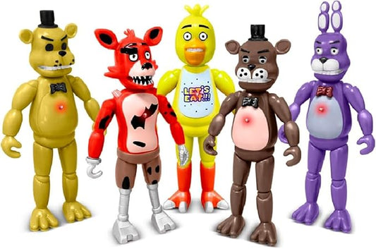 Action Figures Set, 5 Pcs Action Figures Toys, 5.5 Inches Movable Joints Collectible Toys Set with Light for Toys Dolls Gifts Cake Toppers