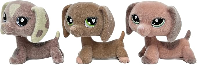 3pcs/Set Custom Flocked Pet Shop Toys Short Hair Cat Kitten Collie Great Dane Cocker Spaniel Dachshund Puppy Dog OOAK Compatible with LPS (#2046 and #556 and #1631)
