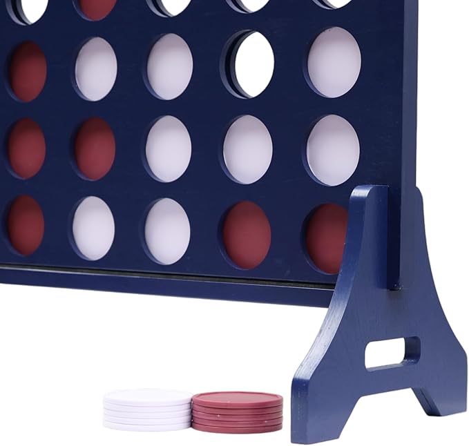 Tailgating Pros Premium Navy Giant Four in a Row with Carrying Case - Jumbo Oversized Outdoor Yard Game - Connect Multiple Pucks in a Row to Win - Many Puck Colors Available!