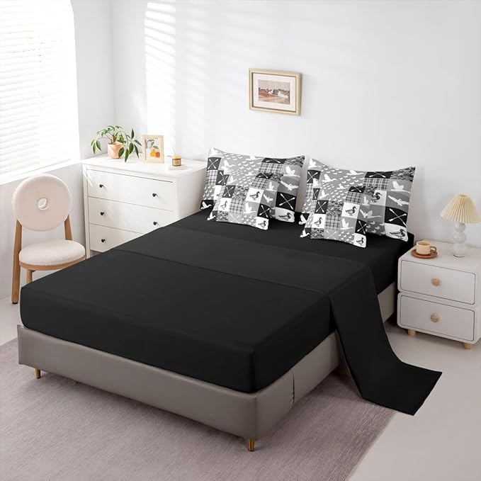 Feelyou Grey Hunting Camo Comforter Set with Sheets 7 Piece Full Size Camouflage Duck Bedding Set for Kids Boys Girls Wild Animal Hunter Bed in a Bag Room Decor Soft Lightweight Microfiber