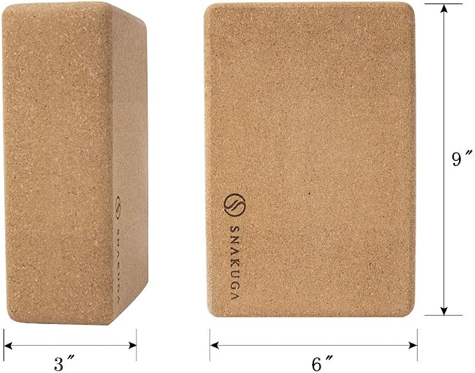 Cork Yoga Block 2 Pack for Pilates, 4'' or 3'' Non-Slip & High Density Blocks for Meditation, Fitness and Stretching, Supportive and Flexibility Brick for Improve Poses Balance