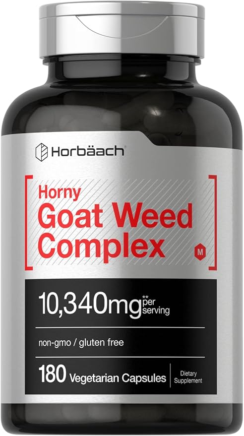 Horbäach Horny Goat Weed Complex | 180 Capsules | Vegetarian, Non-GMO, and Gluten Free Formula with Tribulus, Maca, Yohimbe, and L-Arginine