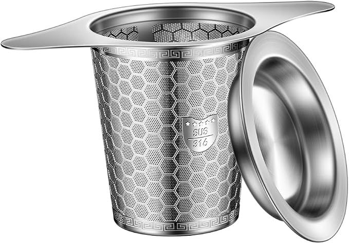 Tea Infuser for Loose Leaf Tea, BOMANSI BOMS 316 Stainless Steel Tea Infuser with Handles, Extra Fine Mesh Tea Strainers Filter Fine Tea Leaves, Fits Tea Pots, Mugs, 1 Pack
