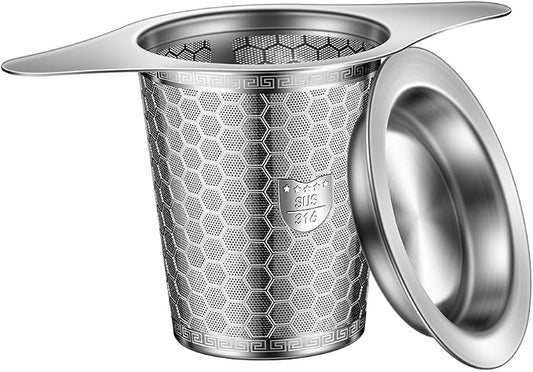 Tea Infuser for Loose Leaf Tea, BOMANSI BOMS 316 Stainless Steel Tea Infuser with Handles, Extra Fine Mesh Tea Strainers Filter Fine Tea Leaves, Fits Tea Pots, Mugs, 1 Pack