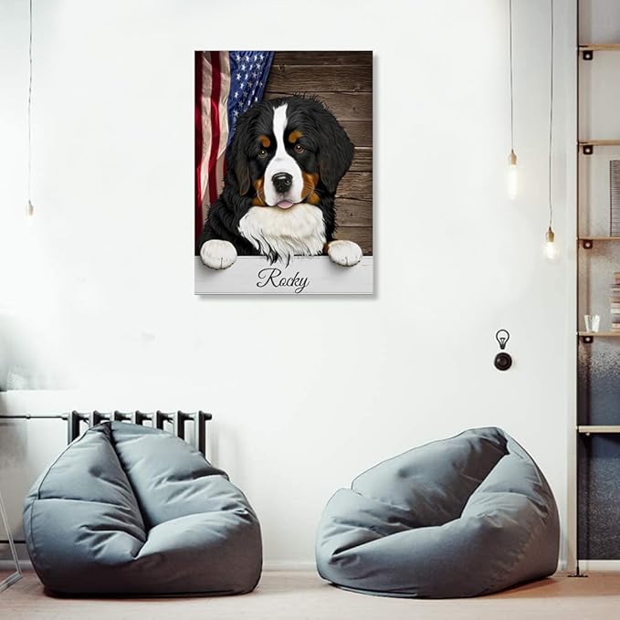 Custom Wooden Jigsaw Puzzles with Your Dog's Name on Bernese Mountain Art Print - 300 500 1000PCS Puzzles Game and Home Wall Decor