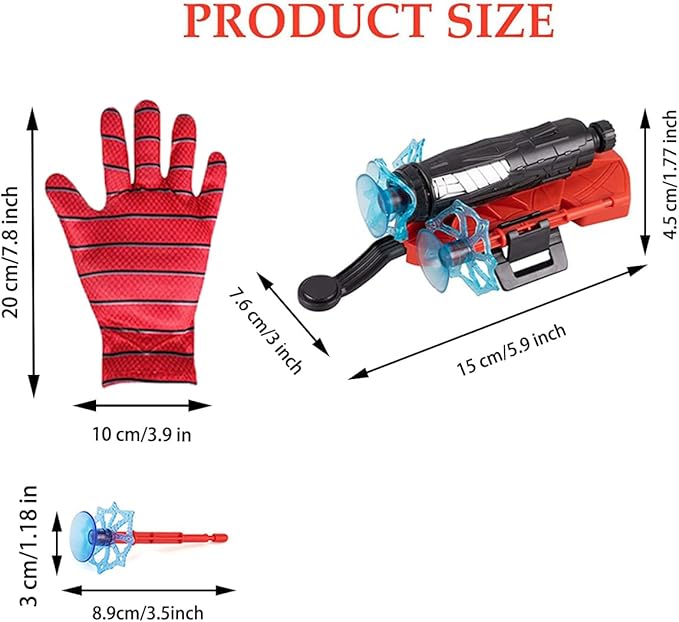 2 Pcs Red Spider Silk Wrist Launcher - High-Precision Web Shooter for Cosplay, Roleplay & Outdoor Fun - Adjustable Strap, Durable Design, Safe for Kids& Adults