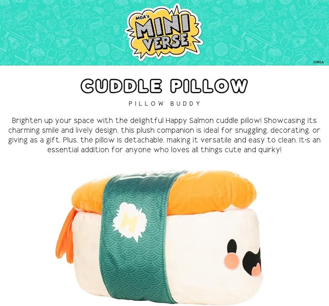Miniverse Sushi Bedding Super Soft Cozy Decorative Cuddle Pillow, (Officially Licensed Product) By Franco Collectibles