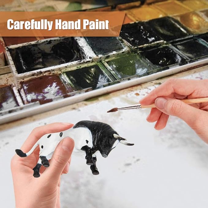 Mini Tudou 12 Pcs Farm Toy Set，Multicolor Cow Animal Figurines Cool Cake Topper & Exhibits for Ages 3 4 5 Boys&Girls