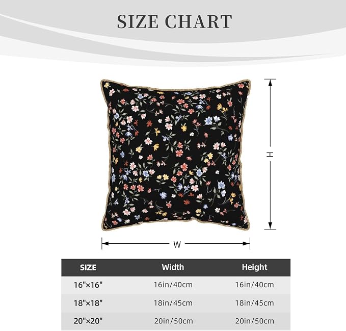 Black Floral Velvet Pillow Covers 16x16 Inch Vintage Colorful Wildflower Throw Pillows For Couch Farmhouse Cushion Covers Pillowcase Spring Summer Plant Pillow Cases For Sofa Bed Outdoor Decor