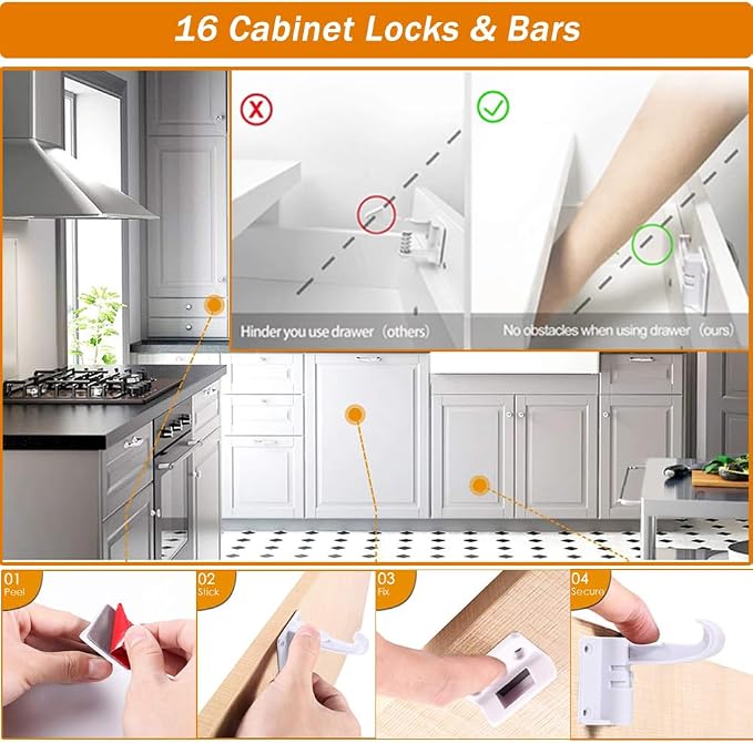 Baby Proofing Kit 85 Pack – Baby Safety Products for Cabinets, Drawers & Outlets, Baby Proofing Cabinets with Locks, Corner Protectors, Outlet Covers & Furniture Anchors – Baby Proof Kit for Home