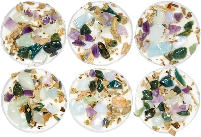 Pisces Zodiac Candle (Feb. 19 - Mar. 20) -Soy Candle - All Natural Aromatherapy Candle - Pisces Horoscope Candle - Crystal Candles - Set of 6 Tealights