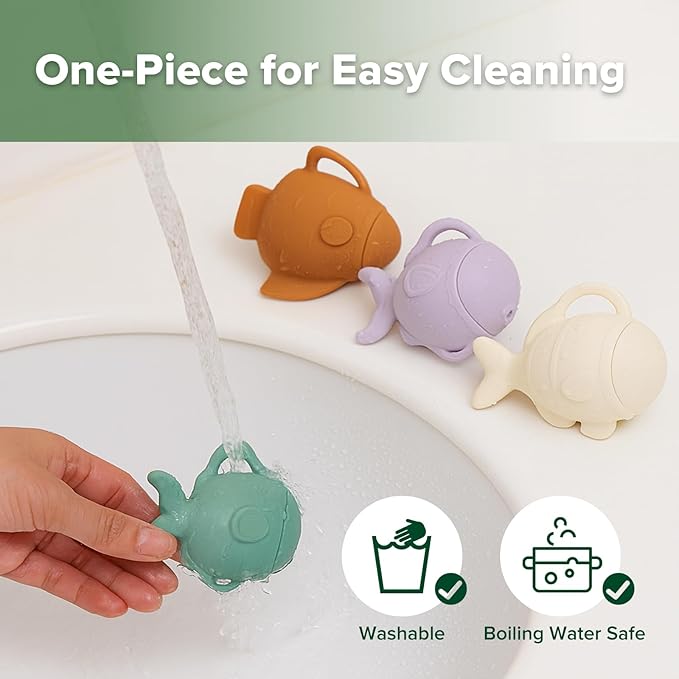 haakaa Baby Bath Fishing Toy Set, Mold Free Food Grade Silicone Bathtub Fishing Toy for Toddler & Kids Ages 3-5, BPA-Free Floating Bath Tub Toys for 3 Years+